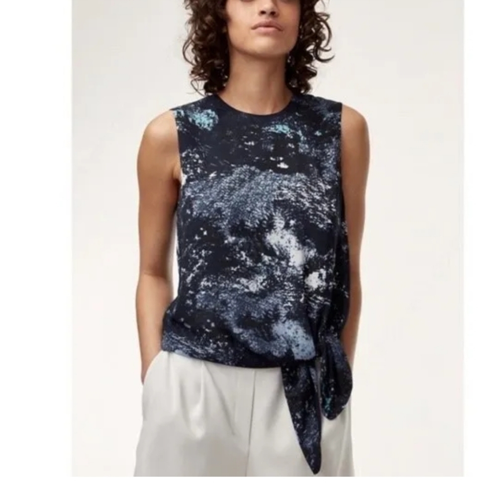 ARITZIA Babaton Hopkins Blouse Space Print Tie Waist